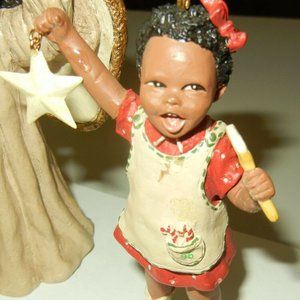 M Holcombe HALLMARK Figurines TWO (2) Little Girls